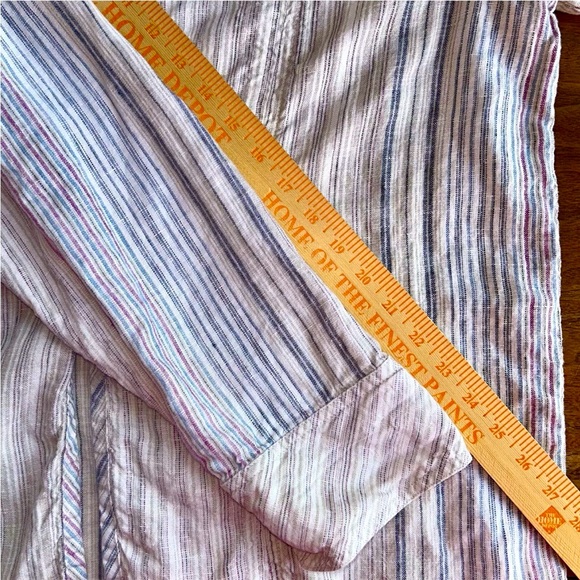 The Territory Ahead Linen Long Sleeve Blazer Womens Size XL Striped Lagenlook - Picture 11 of 13